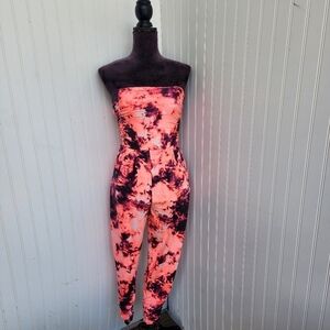 Full Circle Trends Womens Strapless Jumper Pink Black Multi Pattern Dye Jersey S